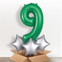 Dark Green Giant Number 9 Balloon in a Box Gift