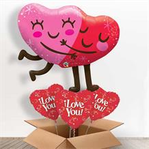 Valentines Balloon in a Box Hugging Hearts | Party Save Smile