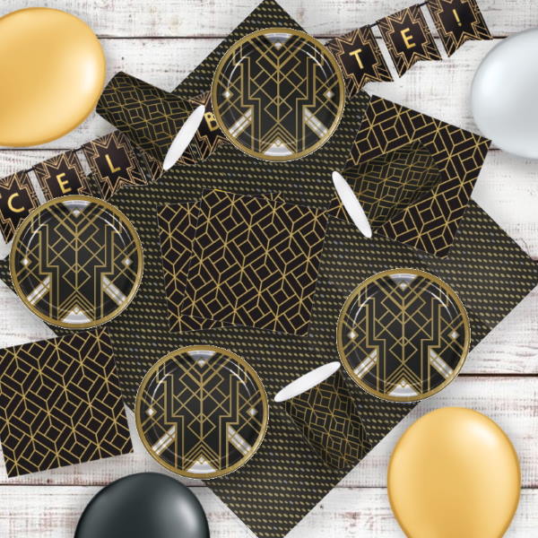 1920&rsquo;s Roaring Twenties 8 to 48 Guest Premium Party Pack - Tableware | Balloons | Decoration