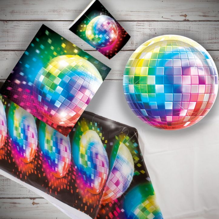 1970s Disco Fever 8 to 48 Guest Starter Party Pack - Tablecover | Cups | Plates | Napkins