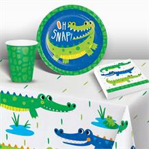 Alligator | Crocodile Party 8 to 48 Guest Starter Party Pack - Tablecover | Cups | Plates | Napkins