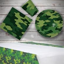Army Camouflage 8 to 48 Guest Starter Party Pack - Tablecover | Cups | Plates | Napkins