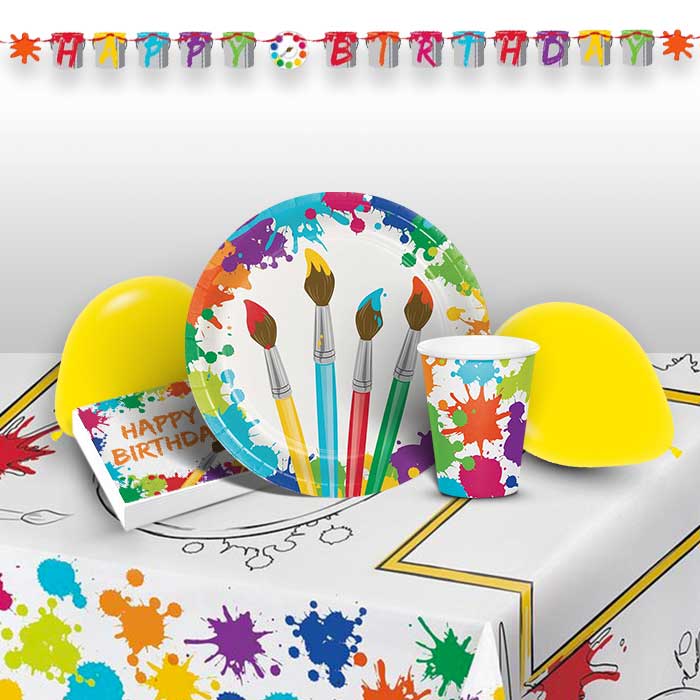 Art | Arty | Paint Happy Birthday Party 8 to 48 Guest Premium Party Pack - Tableware | Balloons | Decoration