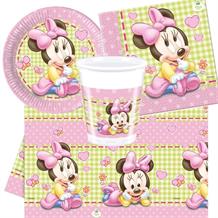 Baby Minnie Mouse Gingham 8 to 48 Guest Starter Party Pack - Tablecover | Cups | Plates | Napkins