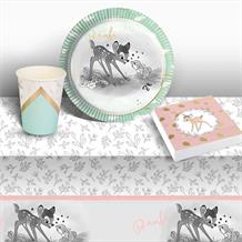 Bambi Cute 8 to 48 Guest Starter Party Pack - Tablecover | Cups | Plates | Napkins