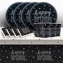 Black Glitz 100th Birthday Party Pack (Starter) | Party Save Smile
