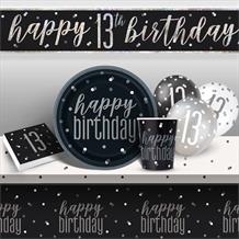 Black Glitz 13th Birthday Party Pack (Premium) | Party Save Smile