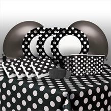 Black Polka Dot 8 to 48 Guest Premium Party Pack - Tableware | Balloons | Decoration