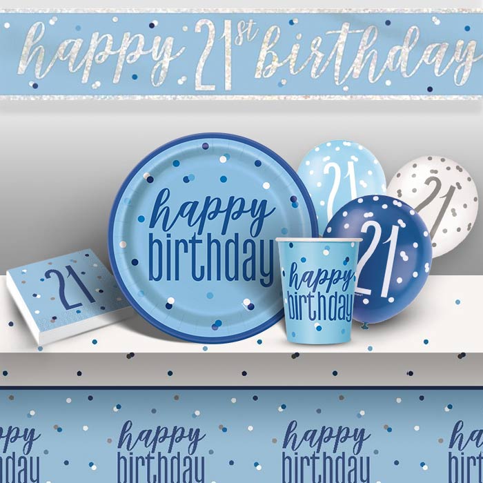 Confetti Strings Napkins Blue Glitz 21st Birthday Party Supplies Decorations
