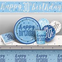 Blue Glitz 30th Birthday Party Pack (Premium) | Party Save Smile