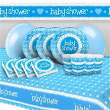 Blue Polka Dot Baby Shower Party Pack (Premium) | Party Save Smile