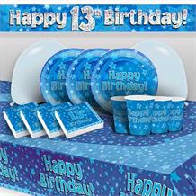 Blue Star Happy 13th Birthday 8 to 48 Guest Premium Party Pack - Tableware | Balloons | Decoration