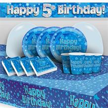 Blue Star Happy 5th Birthday 8 to 48 Guest Premium Party Pack - Tableware | Balloons | Decoration