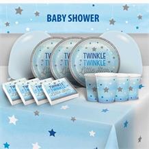 Blue Twinkle Star Baby Shower 8 to 48 Guest Premium Party Pack - Tableware | Balloons | Decoration