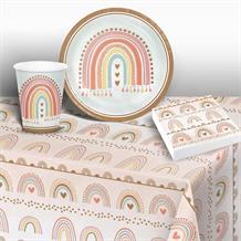 Boho Rainbow Party 8 to 48 Guest Starter Party Pack - Tablecover | Cups | Plates | Napkins