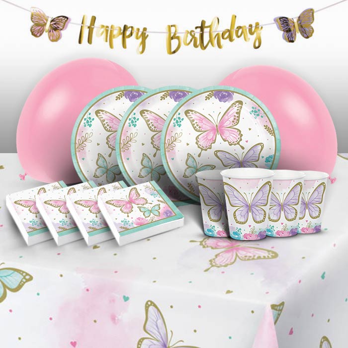Shimmer Butterfly Birthday Party Pack (Premium) | Party Save Smile