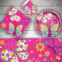 Butterfly Sparkle 8 to 48 Guest Starter Party Pack - Tablecover | Cups | Plates | Napkins
