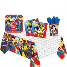 DC Super Hero Girls 8 to 48 Guest Starter Party Pack - Tablecover, Cups, Plates Napkins
