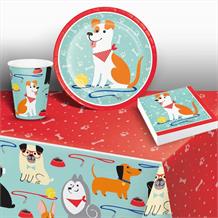 Dog 8 to 48 Guest Starter Party Pack - Tablecover | Cups | Plates | Napkins