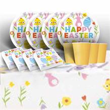 Easter | Colourful | Gingham 8 to 48 Guest Starter Party Pack - Tablecover | Cups | Plates | Napkins
