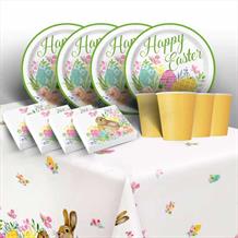 Easter | Rabbits | Pastel 8 to 48 Guest Starter Party Pack - Tablecover | Cups | Plates | Napkins