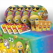 Emoji Rainbow Fun Party 8 to 48 Guest Starter Party Pack - Tablecover | Cups | Plates | Napkins