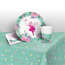 Floral Fairy Sparkle 8 to 48 Guest Starter Party Pack - Tablecover | Cups | Plates | Napkins