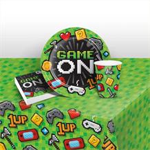 Gaming | Game On 8 to 48 Guest Starter Party Pack - Tablecover | Cups | Plates | Napkins