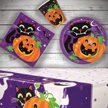 Happy Halloween Party 8 to 48 Guest Starter Party Pack - Tablecover | Cups | Plates | Napkins