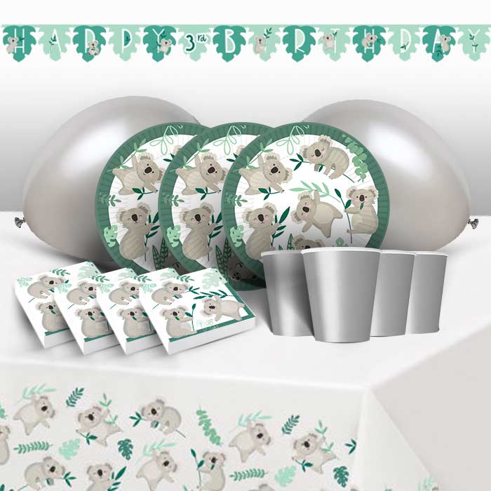 Koala Party 8 to 48 Guest Premium Party Pack - Tableware | Balloons | Decoration