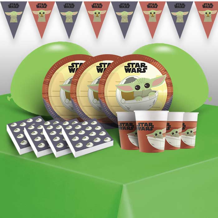Mandalorian | Star Wars Party 8 to 48 Guest Premium Party Pack - Tableware | Balloons | Decoration