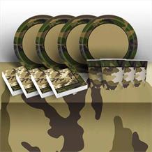 Military Camouflage 8 to 48 Guest Starter Party Pack - Tablecover | Cups | Plates | Napkins