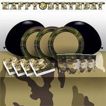 Military Camouflage 8 to 48 Guest Premium Party Pack - Tableware | Balloons | Decoration