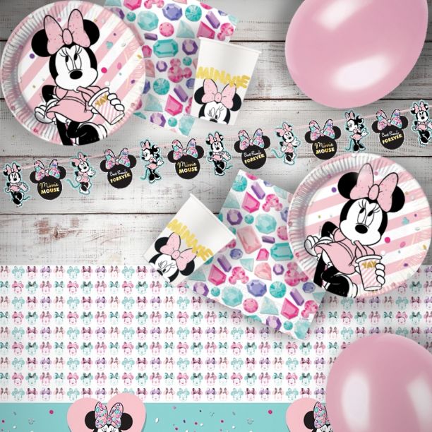Minnie Mouse Gems 8 to 48 Guest Premium Party Pack - Tableware | Balloons | Decoration