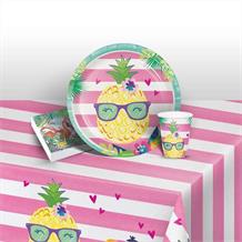Pineapple and Friends Starter Party Pack - Tablecover | Cups | Plates | Napkins