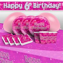 Pink Heart Happy 6th Birthday 8 to 48 Guest Premium Party Pack - Tableware | Balloons | Decoration