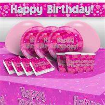 Pink Heart Happy Birthday 8 to 48 Guest Premium Party Pack - Tableware | Balloons | Decoration