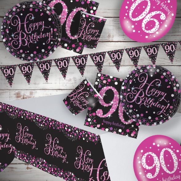 Pink Sparkle 90th Birthday Party Supplies | Balloon | Decoration | Pack