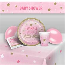 Pink Twinkle Star Baby Shower 8 to 48 Guest Premium Party Pack - Tableware | Balloons | Decoration