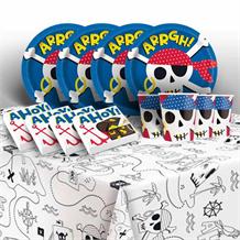 Pirate Party 8 to 48 Guest Starter Party Pack - Tablecover | Cups | Plates | Napkins