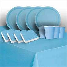 Baby Blue Solid Coloured 8 to 48 Guest Starter Party Pack - Tablecover | Cups | Plates | Napkins