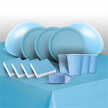 Baby Blue Solid Coloured 8 to 48 Guest Premium Party Pack - Tableware | Balloons | Decoration