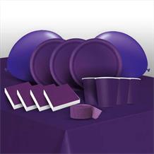 Purple Solid Coloured 8 to 48 Guest Premium Party Pack - Tableware | Balloons | Decoration