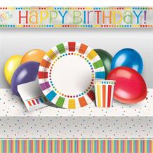 Rainbow Colourful Happy Birthday 8 to 48 Guest Premium Party Pack - Tableware | Balloons | Decoration