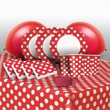 Red Polka Dot 8 to 48 Guest Premium Party Pack - Tableware | Balloons | Decoration