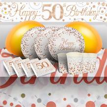 Rose Gold Fizz 50th Birthday Party Pack (Premium) | Party Save Smile