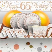 Rose Gold Confetti 65th Birthday Party 8 to 48 Guest Premium Party Pack - Tableware | Balloons | Decoration