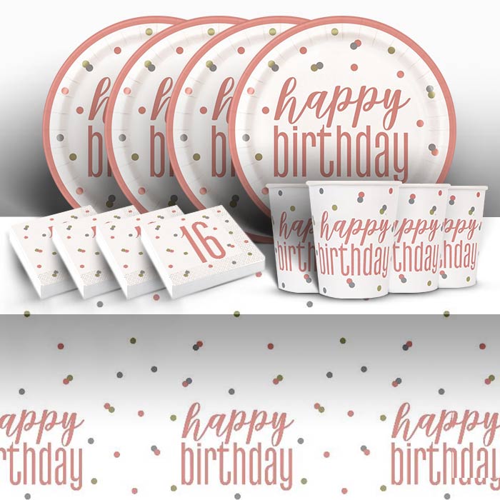 Rose Gold 16th Birthday Party Pack (Starter) | Party Save Smile