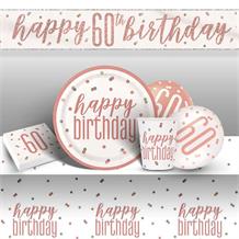 Rose Gold Holographic 60th Birthday 8 to 48 Guest Premium Party Pack - Tableware | Balloons | Decoration