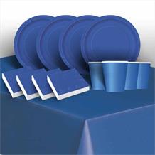Royal Blue Solid Colour 8 to 48 Guest Starter Party Pack - Tablecover | Cups | Plates | Napkins